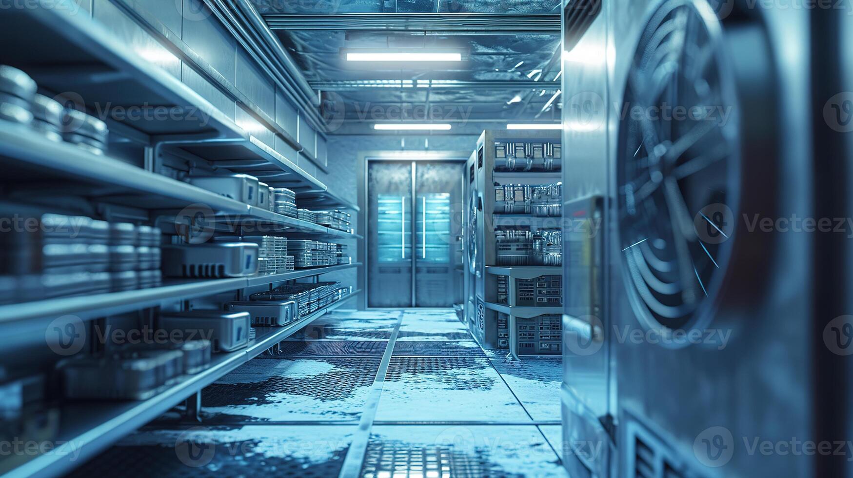 AI generated Generative AI, Temperature-controlled refrigerated storage, cold warehouse, commercial refrigeration equipment photo