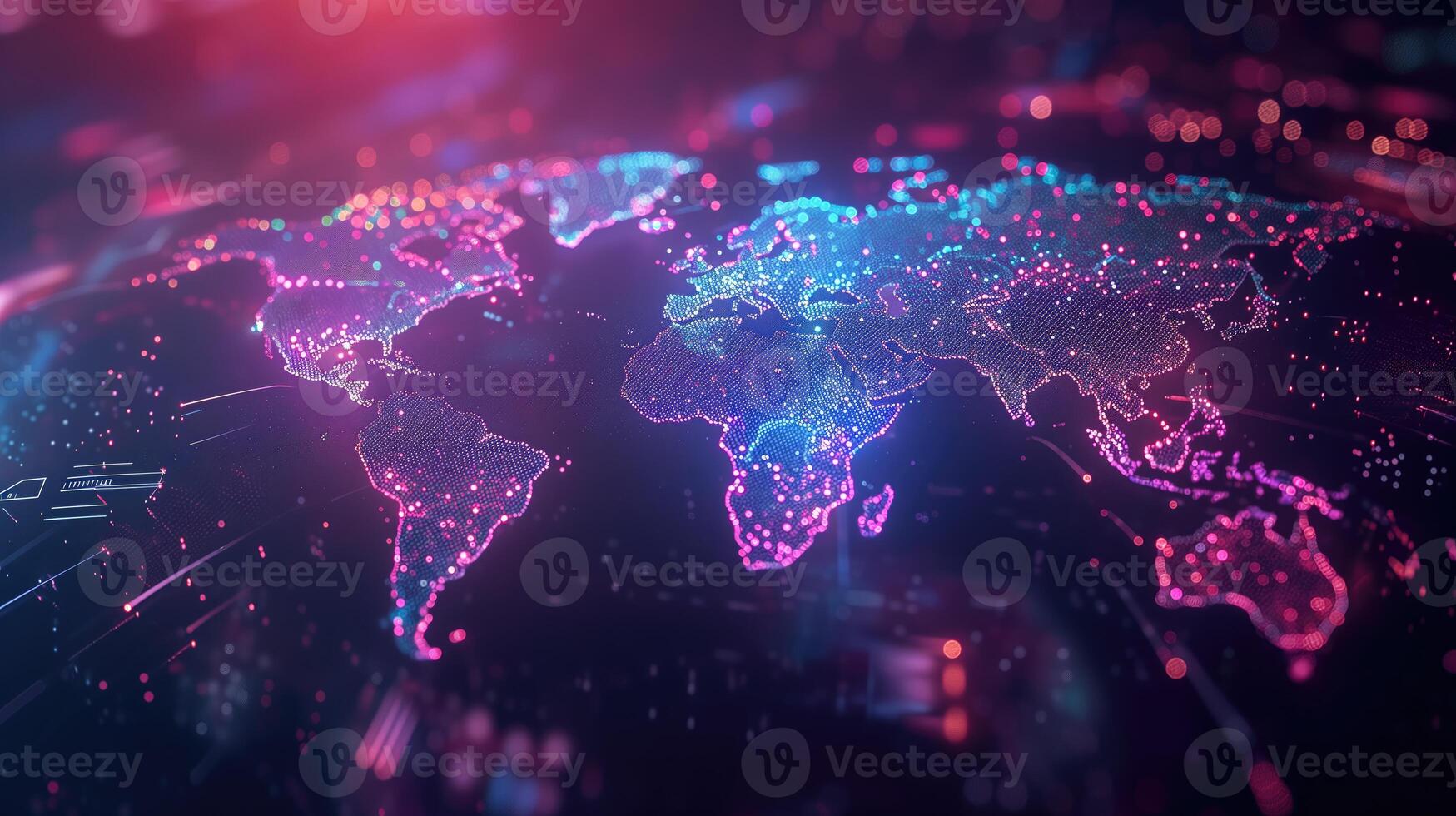 AI generated World map glowing point and line composition concept of global business and network photo