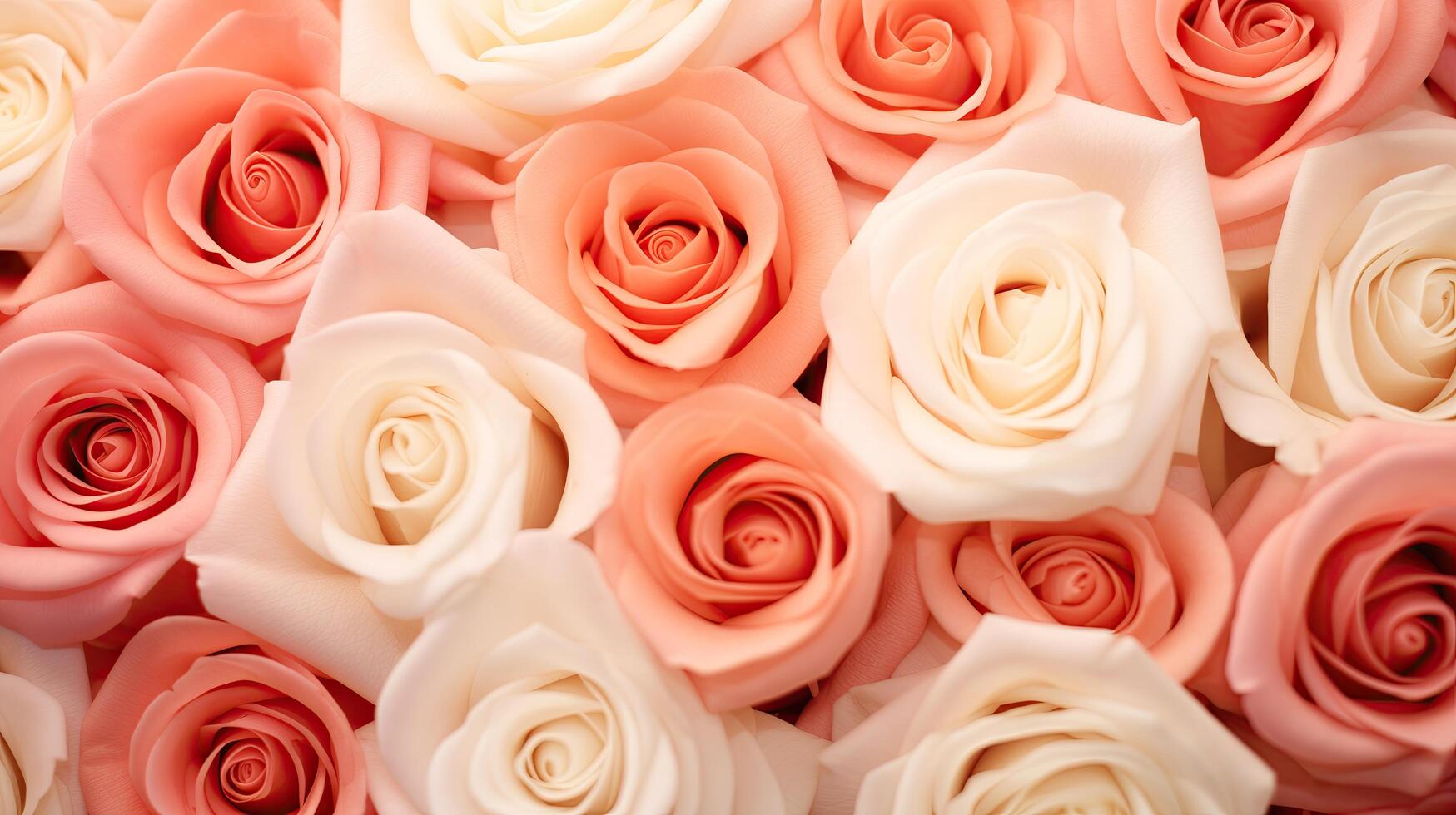 AI generated Beautiful Pink Roses of Different Shades Top View Flower Background Texture photo