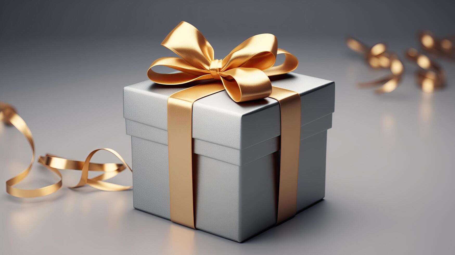 AI generated Elegant Gift Box with Tied Ribbons And Bow, black friday photo