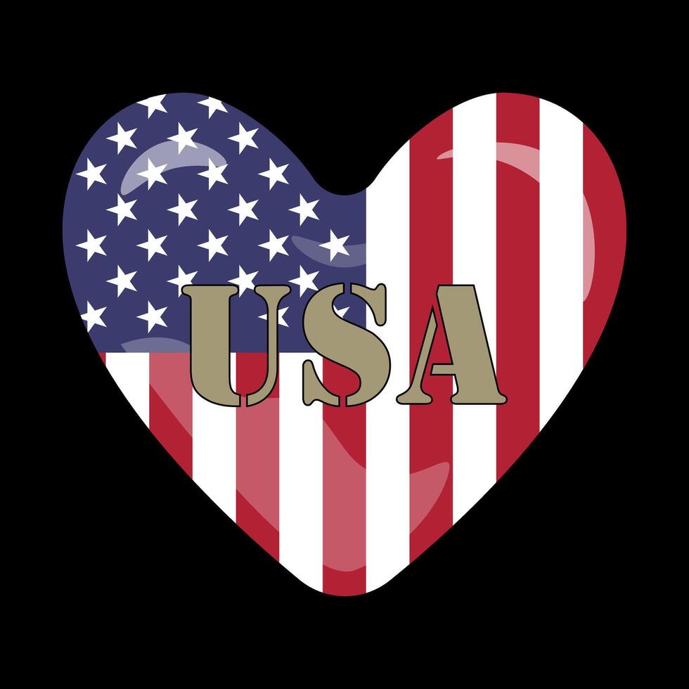 USA flag heart silhouette, USA Heart Flag, USA flag in a shape of heart vector
