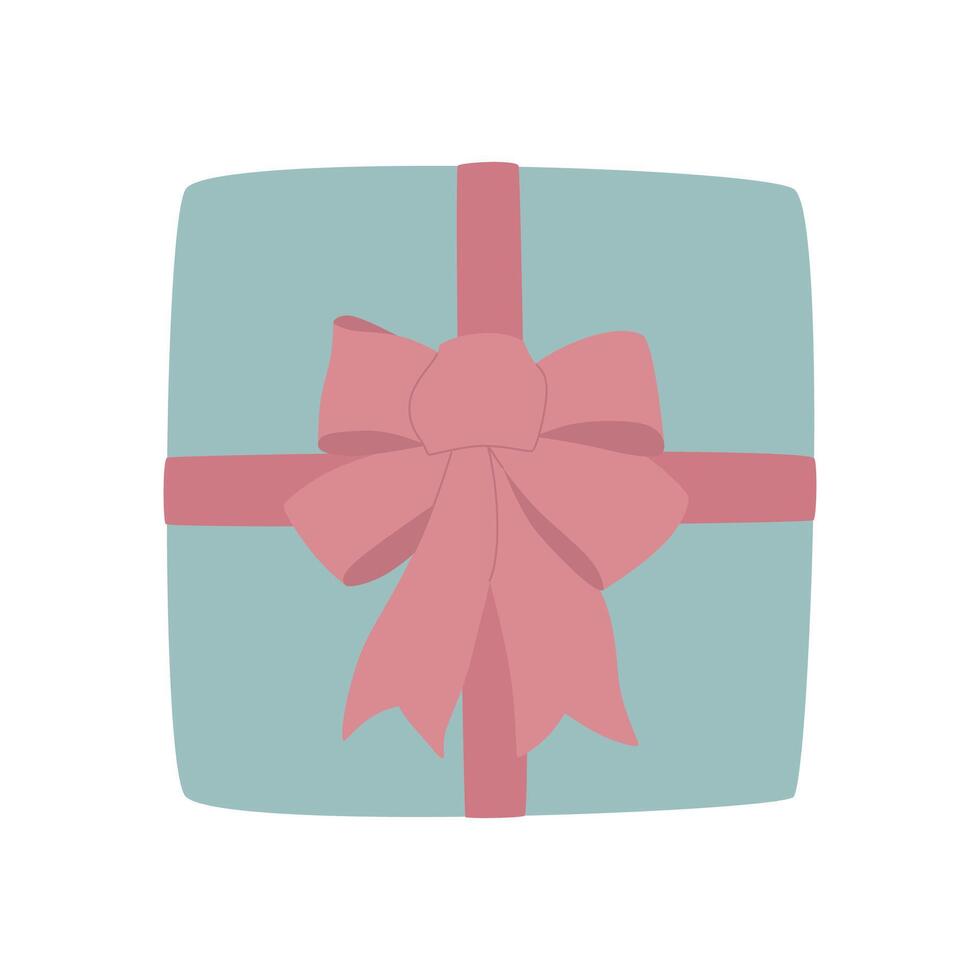 Gift box with a bow, top view. vector