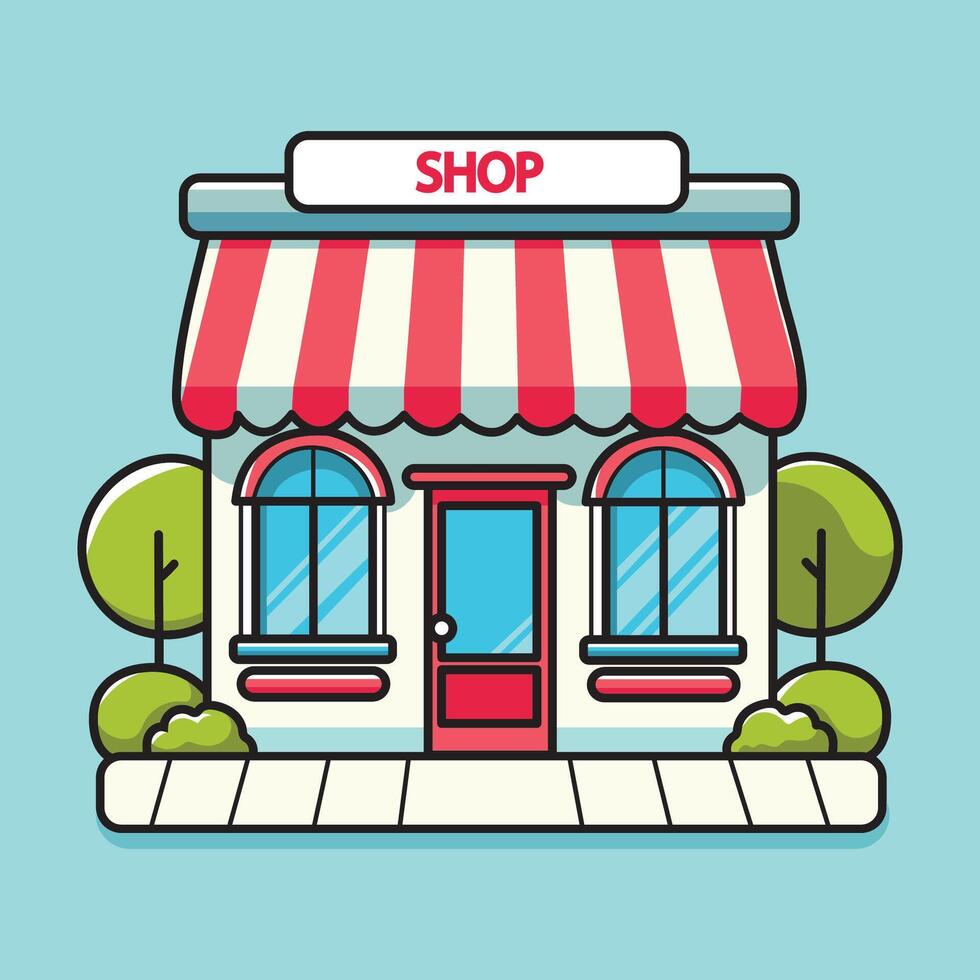 shopping store building vector design illustration, design flat