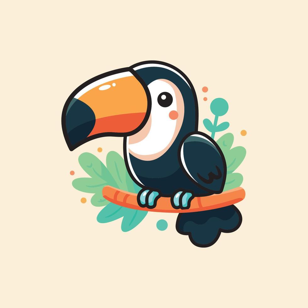cute flat design vector illustration of toucan bird
