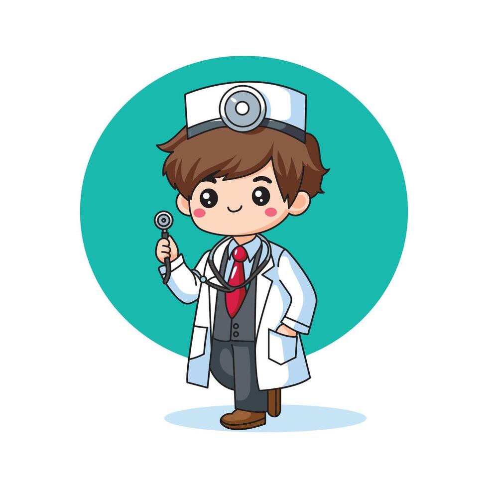 cute vector design illustration of a doctor