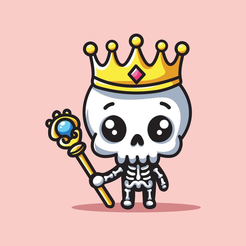 skull king cute vector design illustration