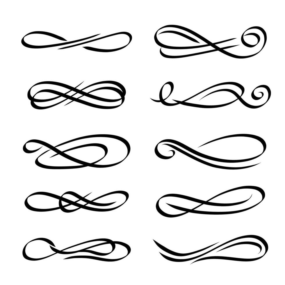 Set of elegant decorative elements. Vector swirl illustration.