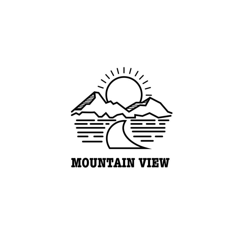 montaña ver monoline logo para logo, plantilla, diseño, icono, etc vector
