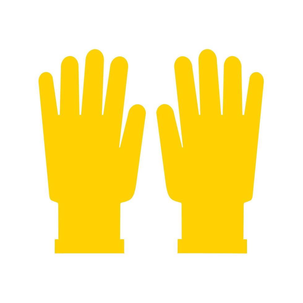 Vector illustration of yellow construction gloves. Protective gloves while working isolated on white background.