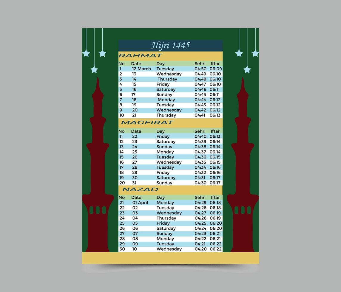 Ramadan timetable calendar template. Ramadan Calendar. Ramadan Kareem