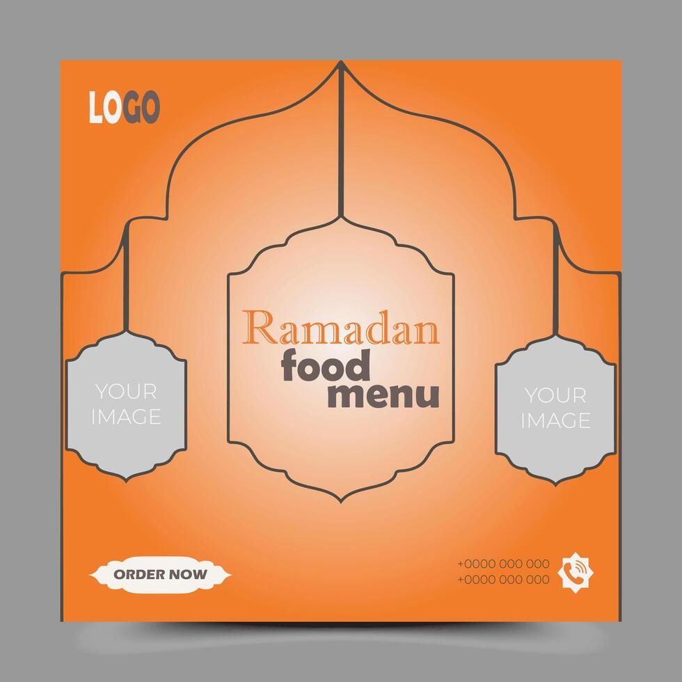 social media post template themed iftar food menu vector