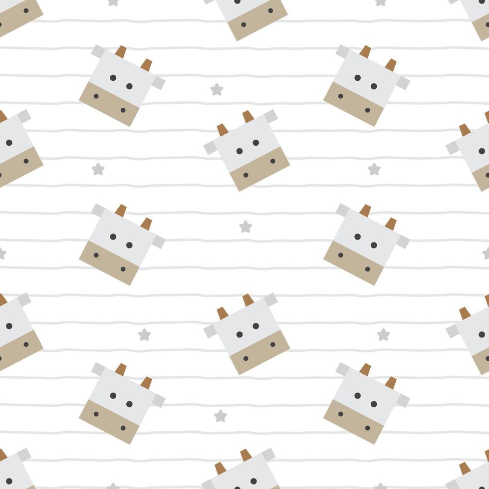 Cute Sheep and stars seamless pattern, Cartoon Animal Background, Vector Illustration