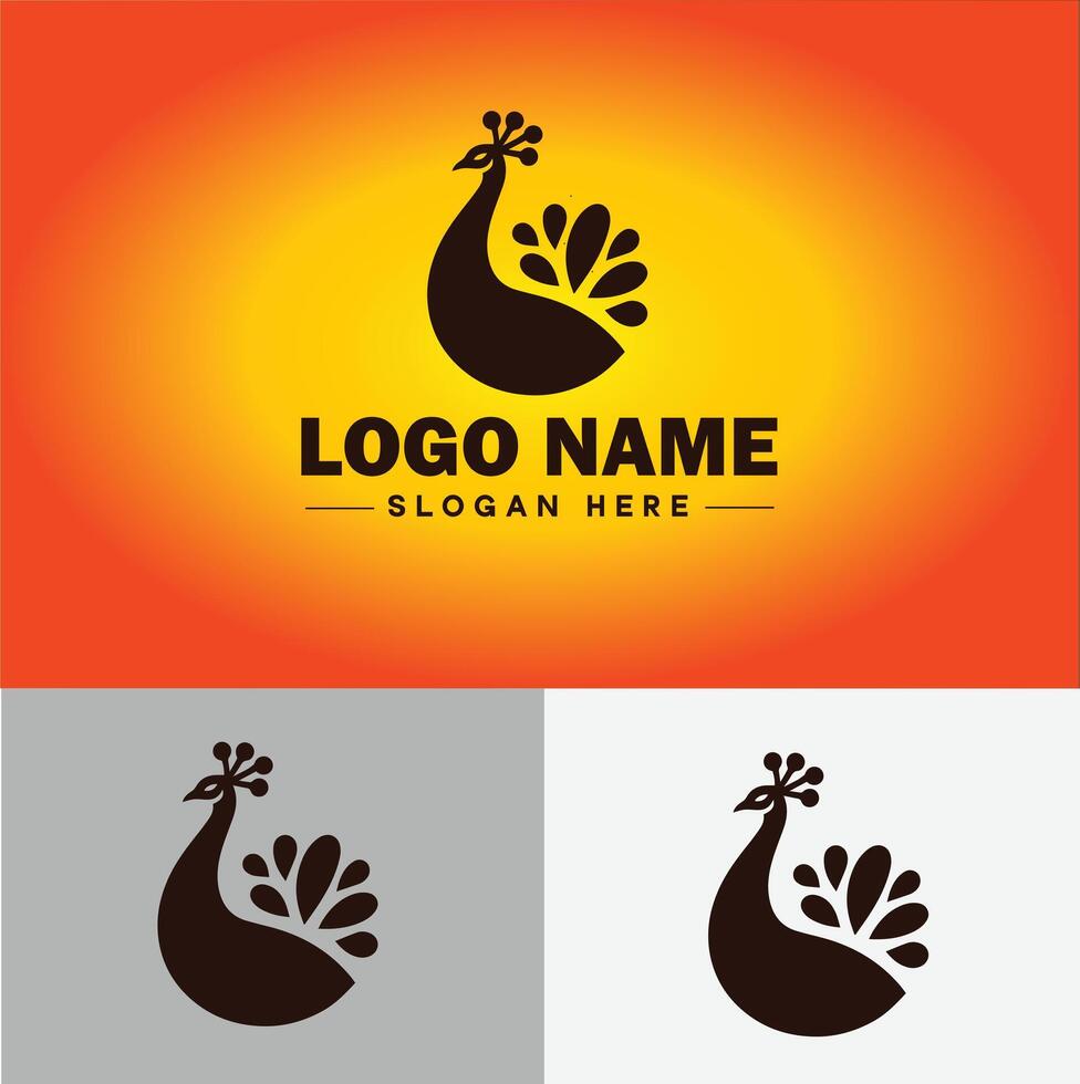 Peacock logo luxury style icon company brand business peacock logo template editable vector