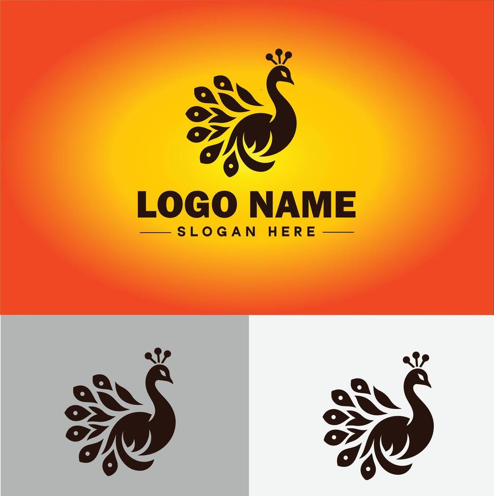 Peacock logo luxury style icon company brand business peacock logo template editable vector