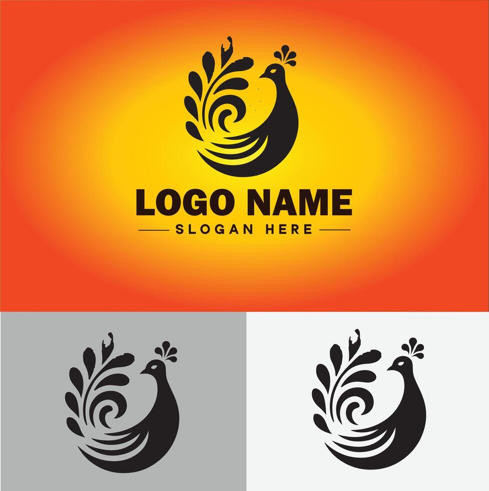 Peacock logo luxury style icon company brand business peacock logo template editable vector