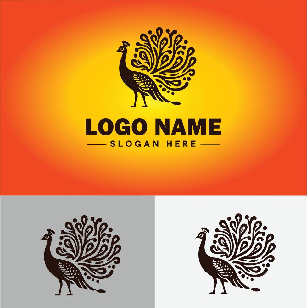 Peacock logo luxury style icon company brand business peacock logo template editable vector