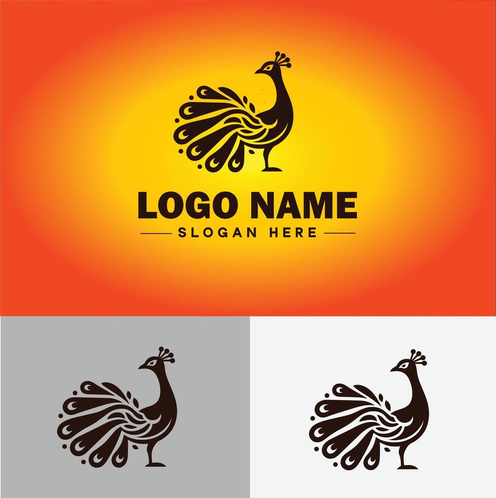 Peacock logo luxury style icon company brand business peacock logo template editable vector