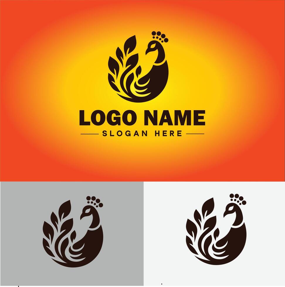Peacock logo luxury style icon company brand business peacock logo template editable vector