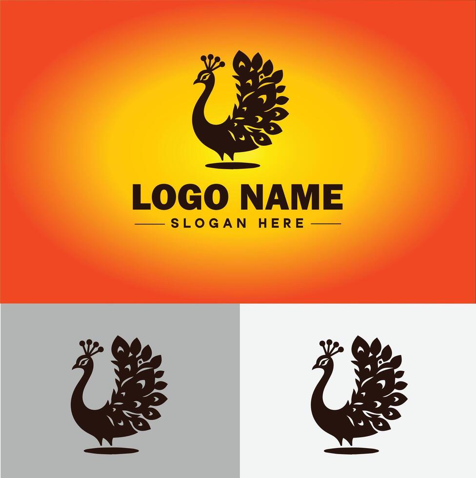 Peacock logo luxury style icon company brand business peacock logo template editable vector