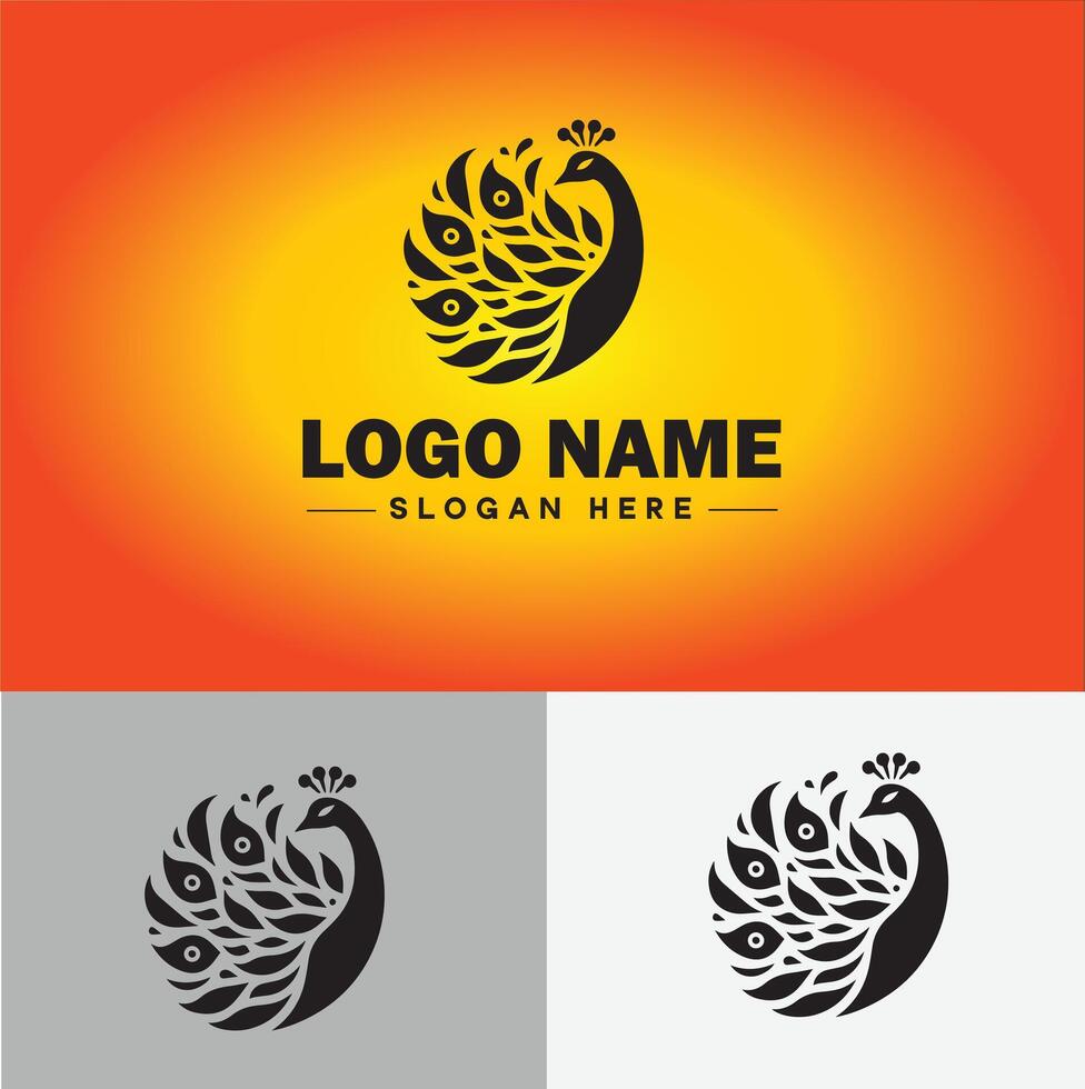 Peacock logo luxury style icon company brand business peacock logo template editable vector