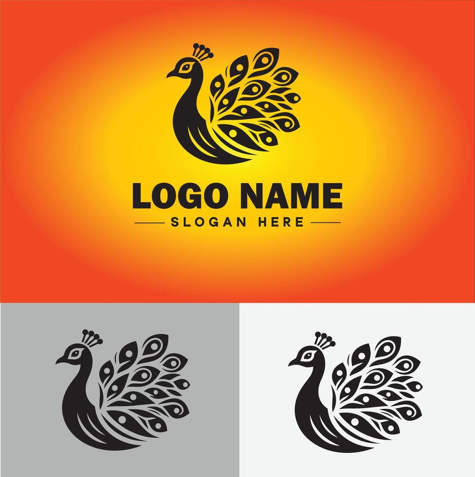 Peacock logo luxury style icon company brand business peacock logo template editable vector