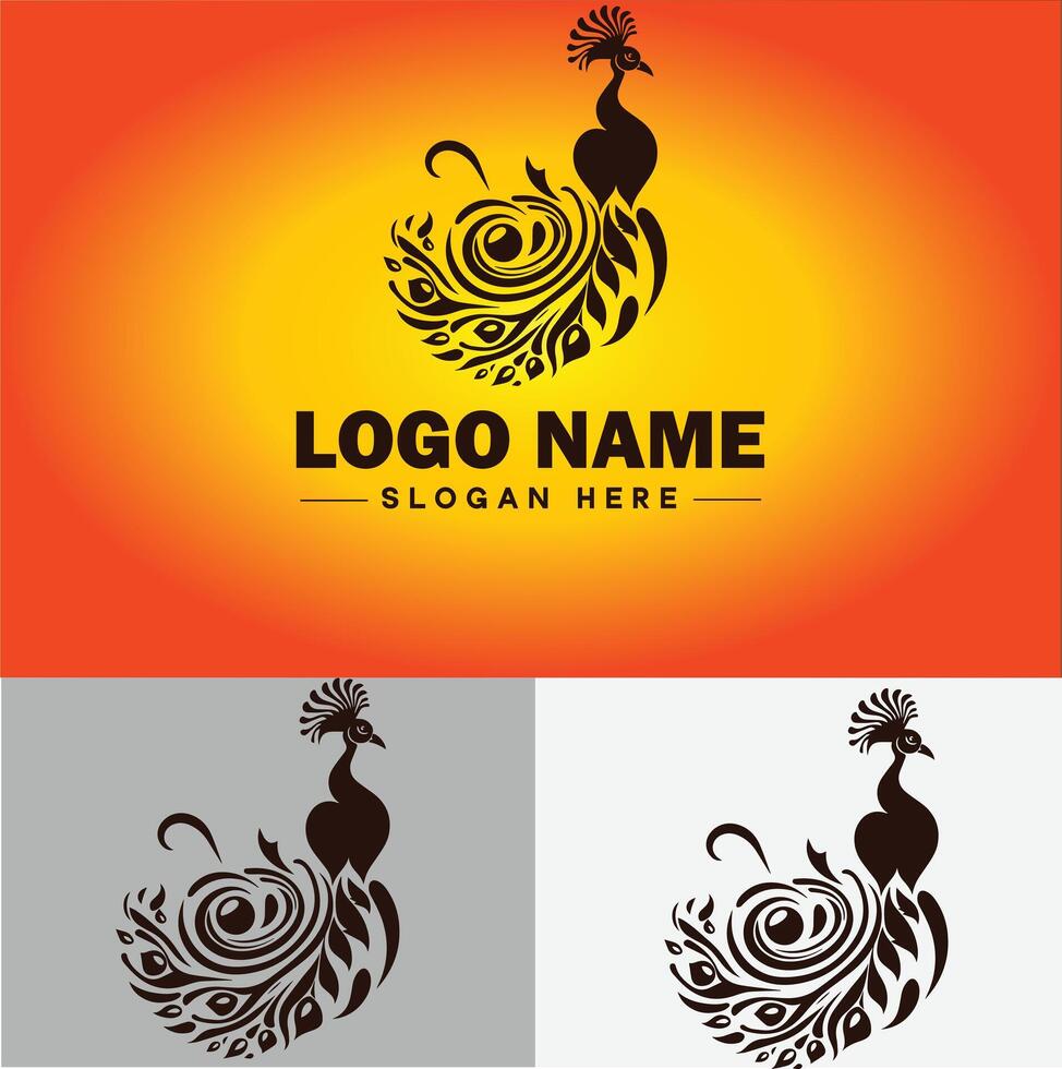 Peacock logo luxury style icon company brand business peacock logo template editable vector
