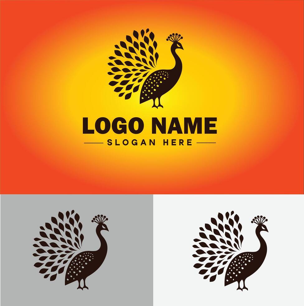 Peacock logo luxury style icon company brand business peacock logo template editable vector