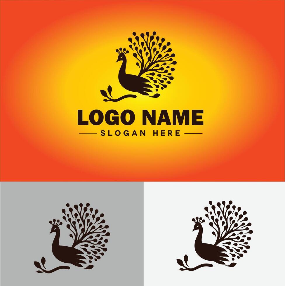 Peacock logo luxury style icon company brand business peacock logo template editable vector