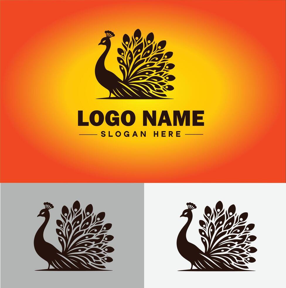 Peacock logo luxury style icon company brand business peacock logo template editable vector