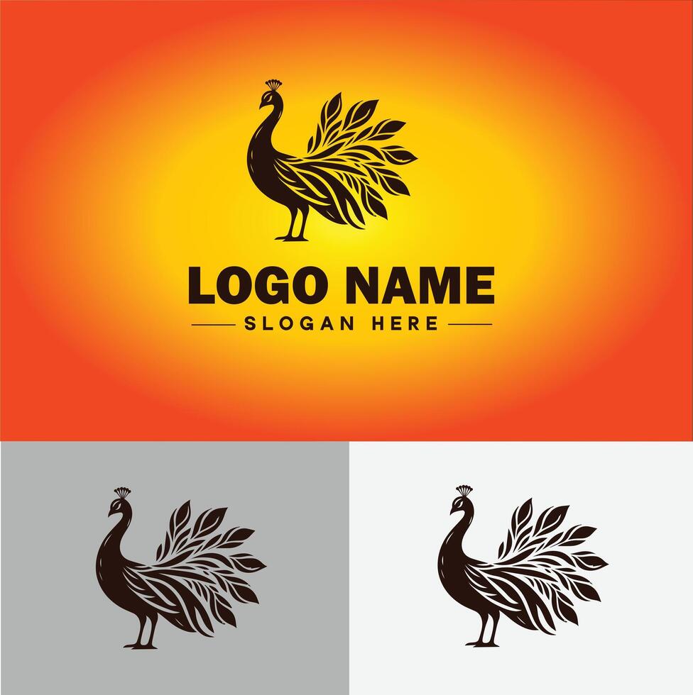 Peacock logo luxury style icon company brand business peacock logo template editable vector