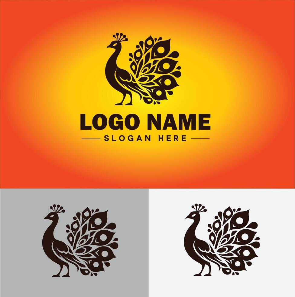 Peacock logo luxury style icon company brand business peacock logo template editable vector