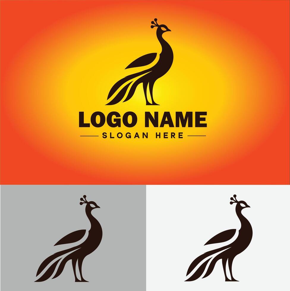 Peacock logo luxury style icon company brand business peacock logo template editable vector