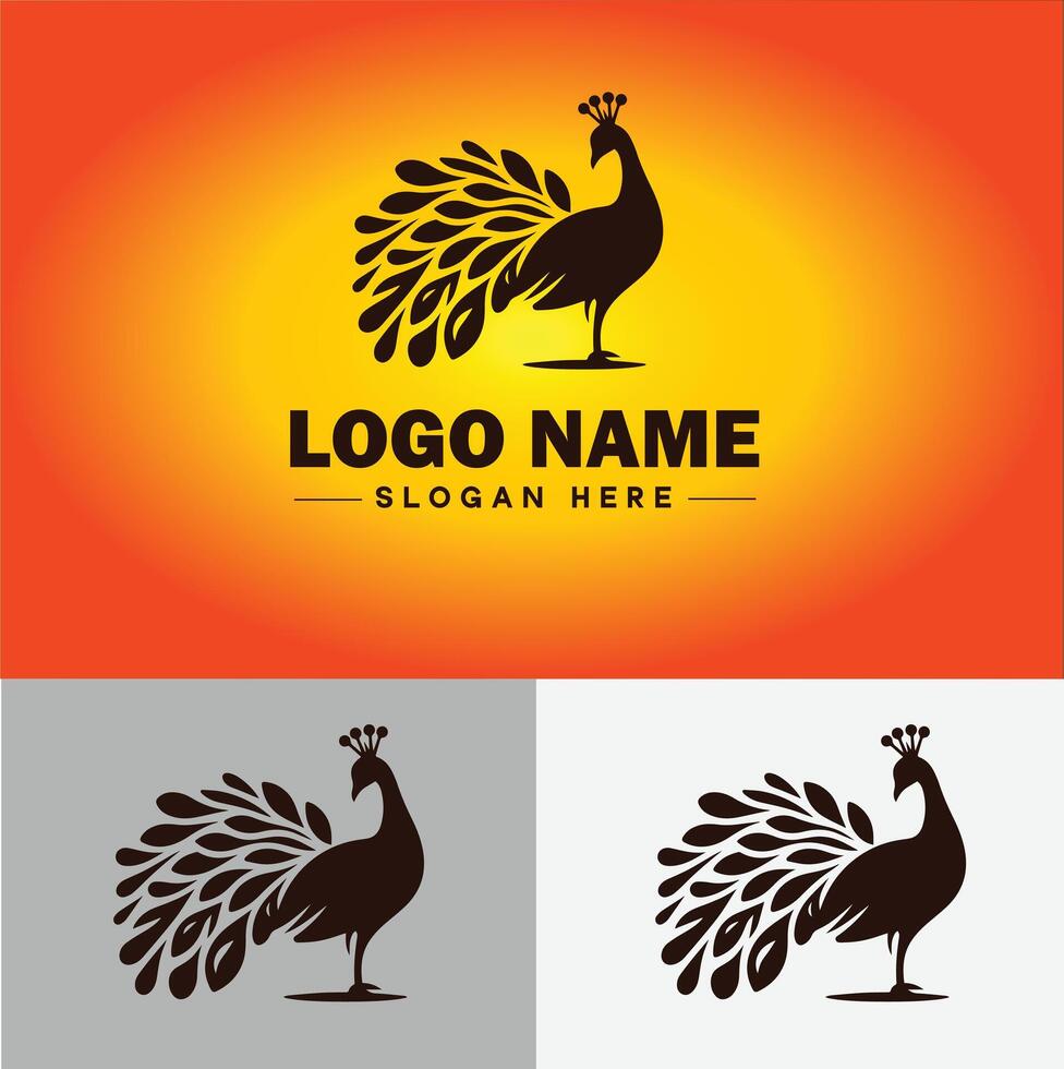 pavo real logo lujo estilo icono empresa marca negocio pavo real logo modelo editable vector