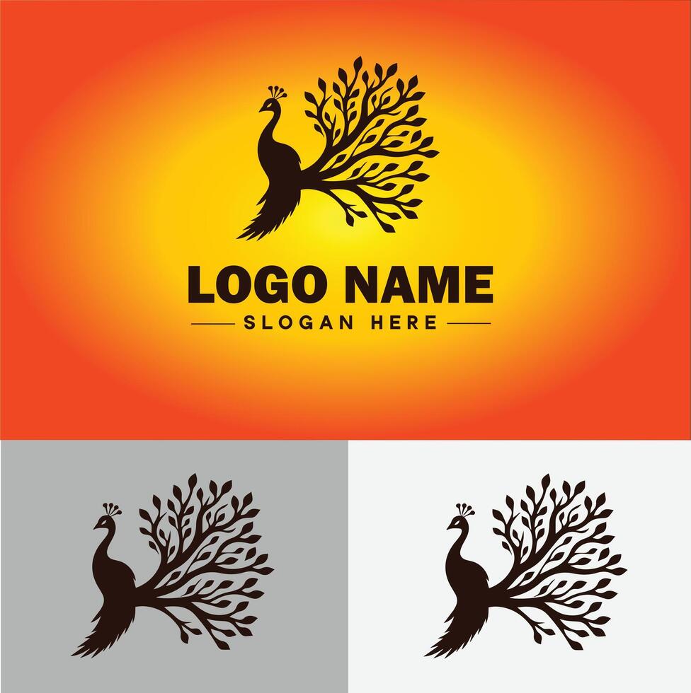 Peacock logo luxury style icon company brand business peacock logo template editable vector