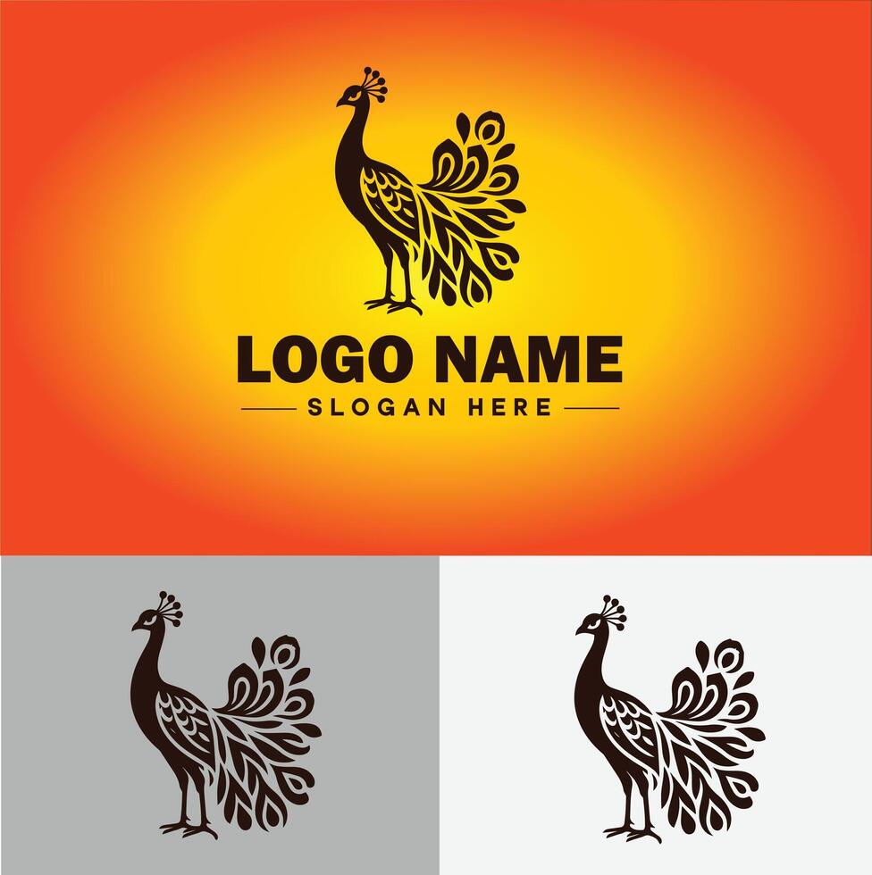 Peacock logo luxury style icon company brand business peacock logo template editable vector