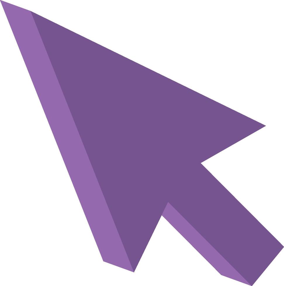 Arrow cursor icon, mouse arrow, in shades of purple, 3d vector, button vector