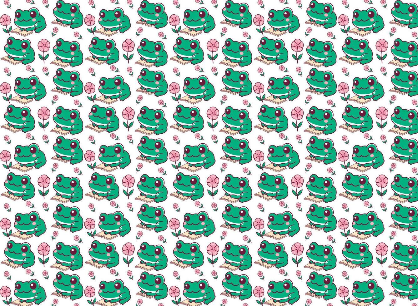 cute frog vector illustration, for woven backgrounds pattern, repeat