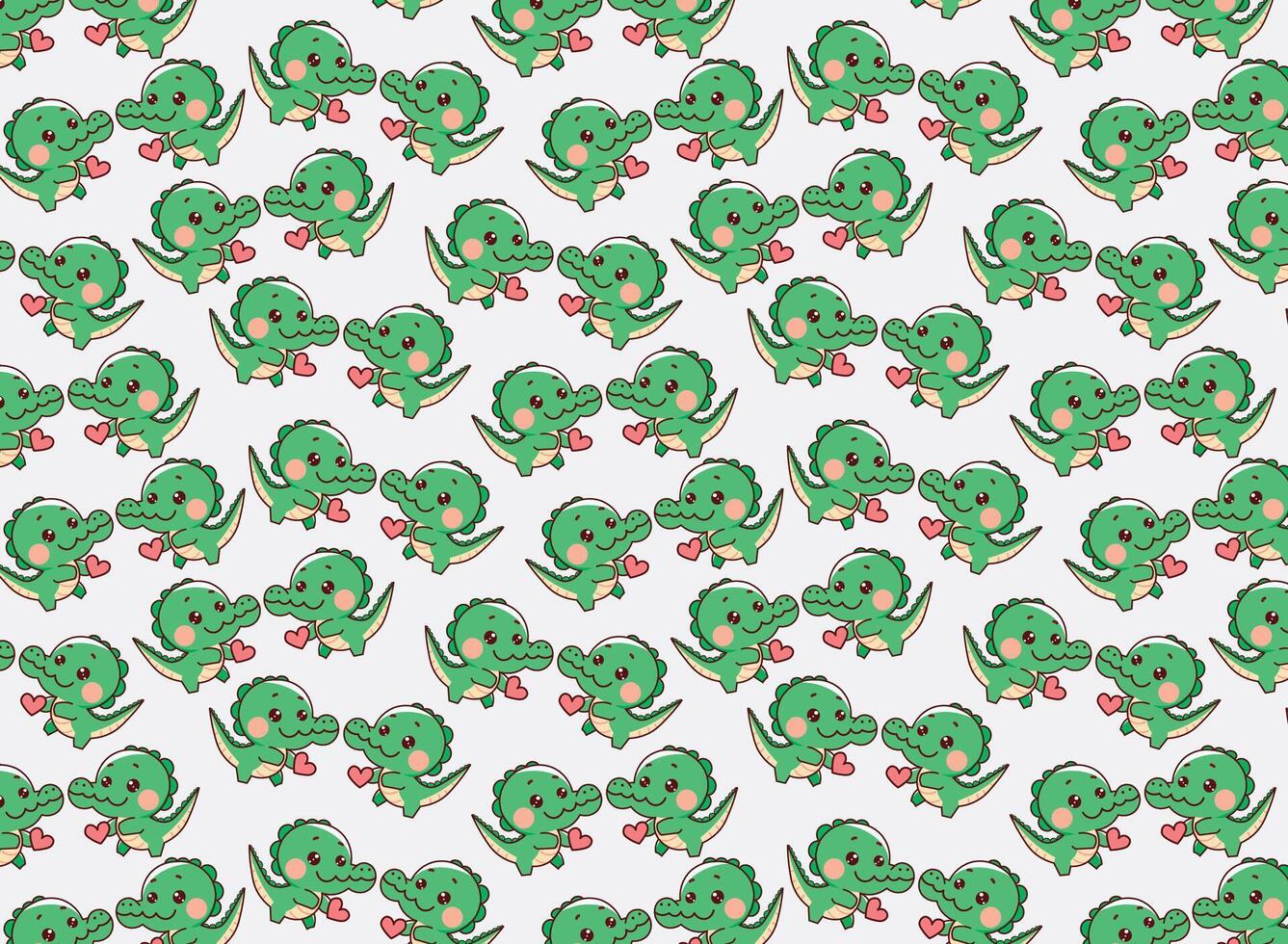 Childish baby alligator print repeat pattern vector background