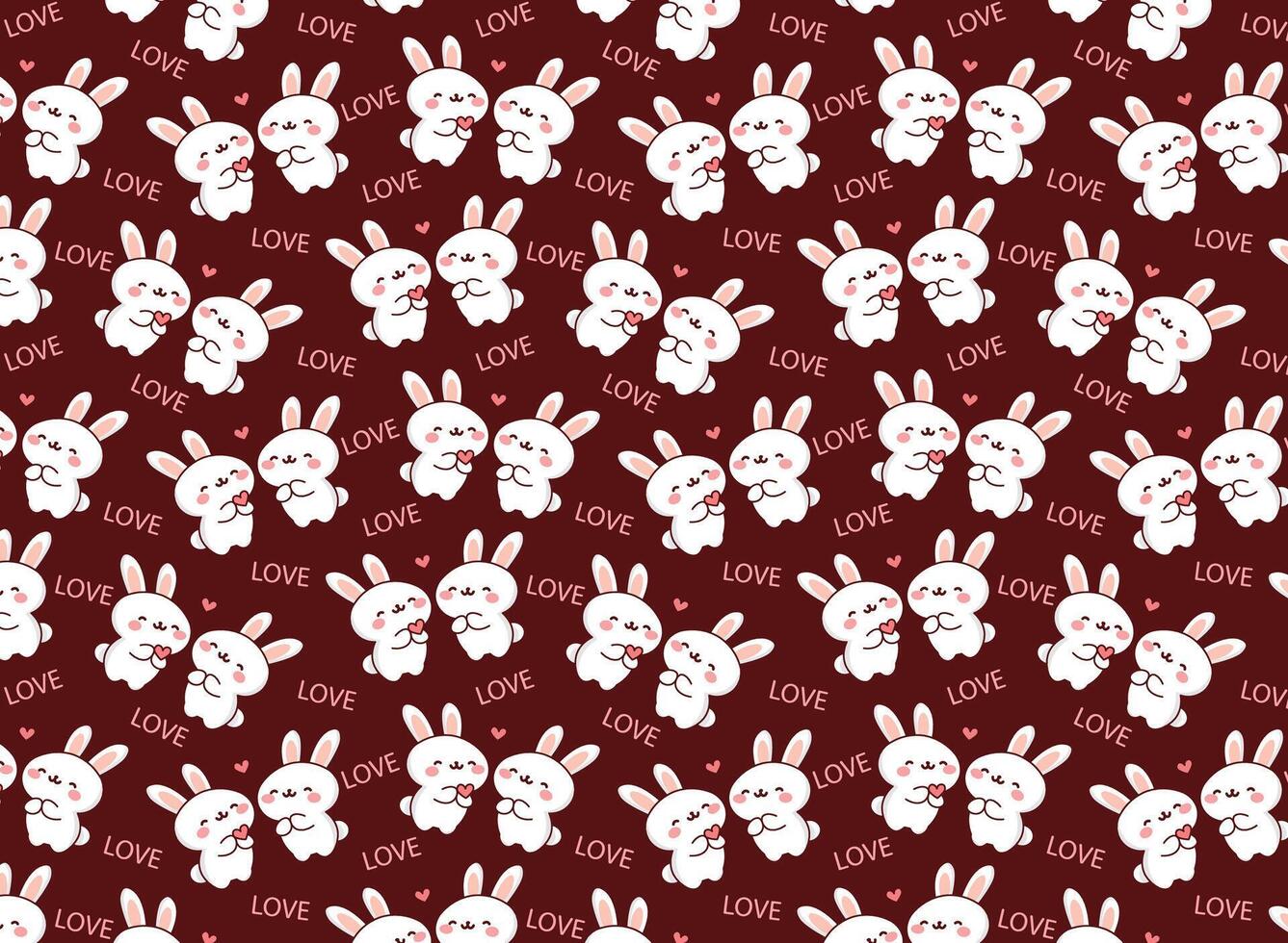 cute rabbits, with heart, vector illustration, for woven backgrounds pattern, repeat, couple of bunnies