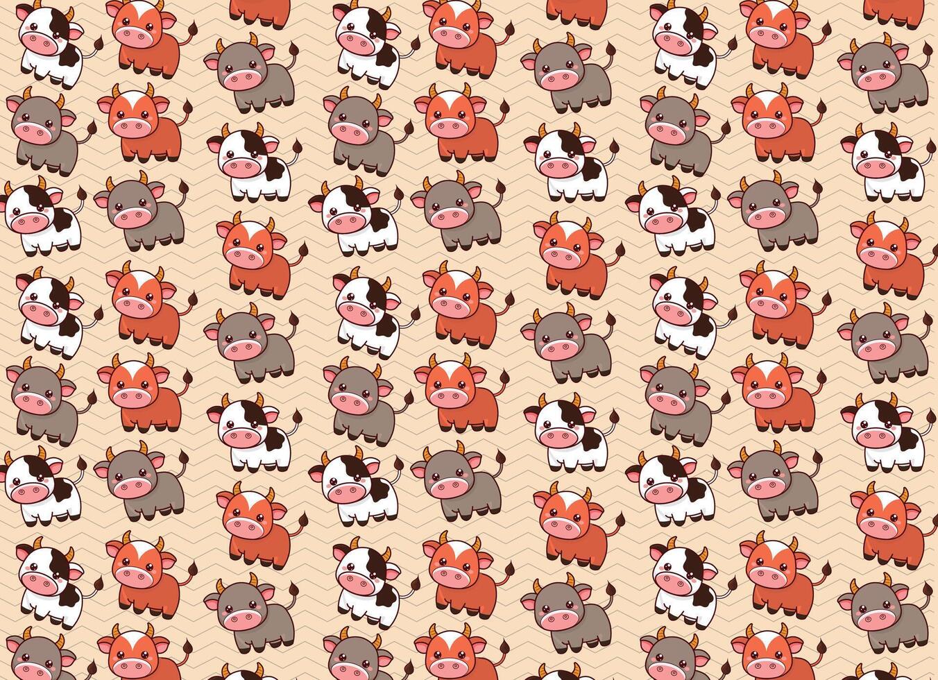 cow and bull couple illustration pattern, vector, for fabrics, children's background vector