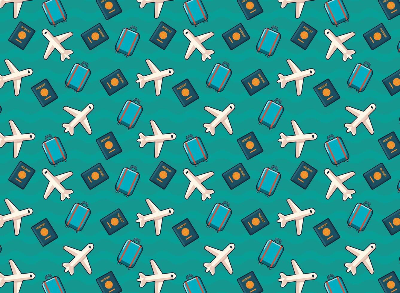 vacation travel pattern, for backgrounds, fabrics with travel themes, with travel icons vector