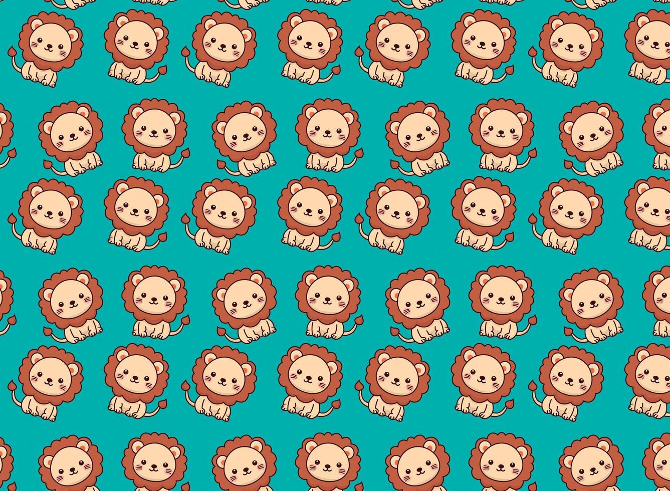 Cute lion illustration pattern, vector, for fabrics, children's background vector