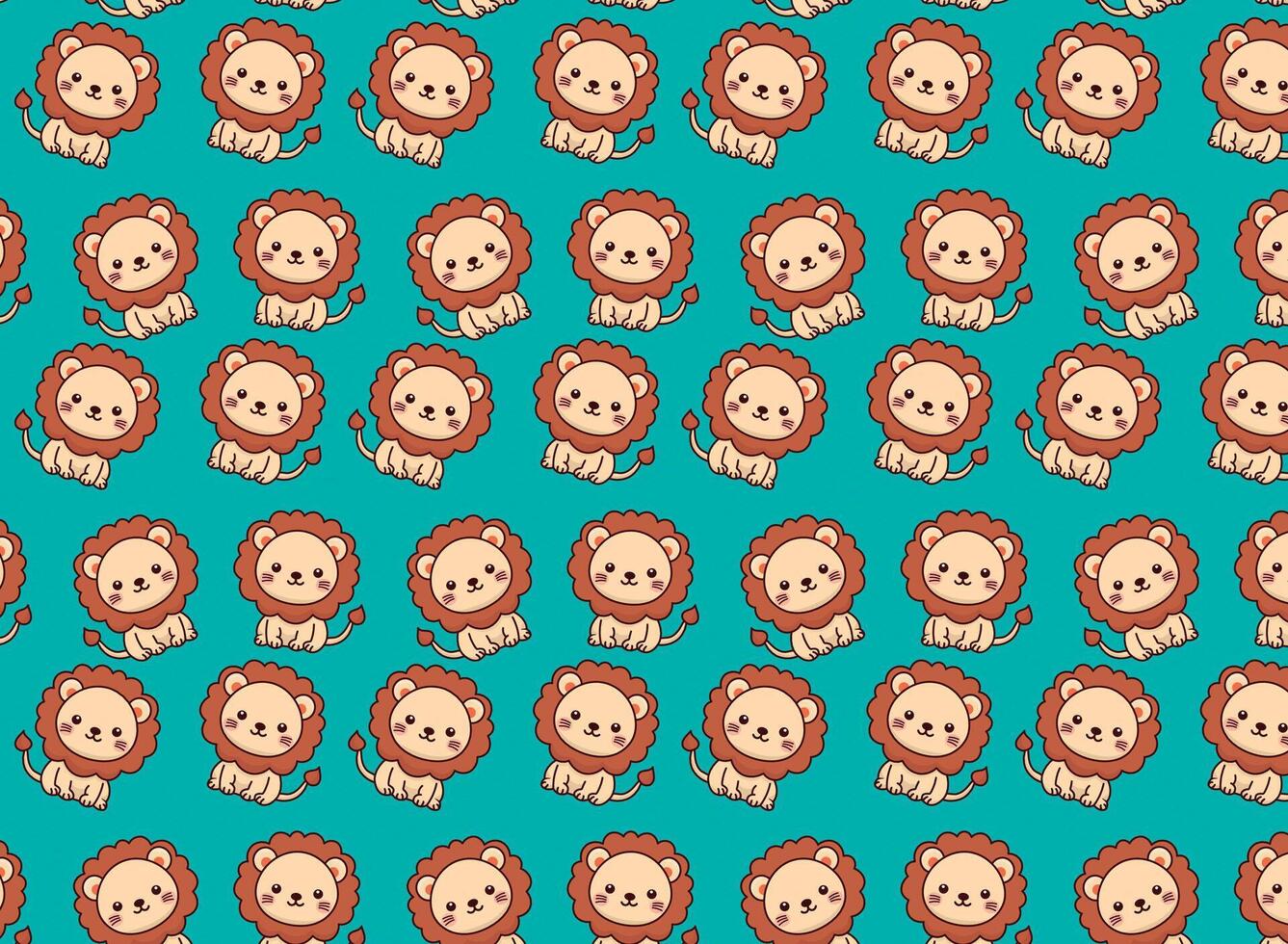 Cute lion illustration pattern, vector, for fabrics, children's background vector