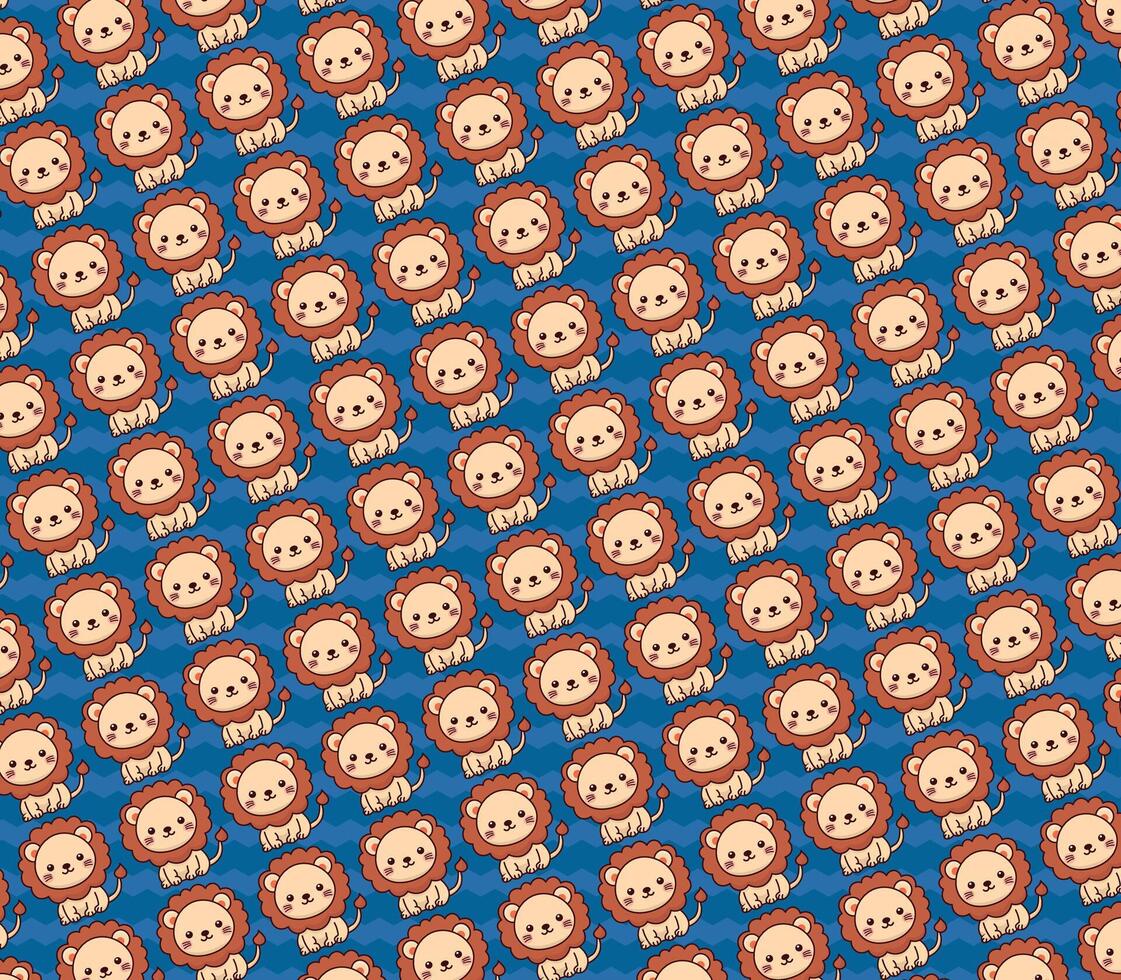 Cute lion illustration pattern, vector, for fabrics, children's background vector