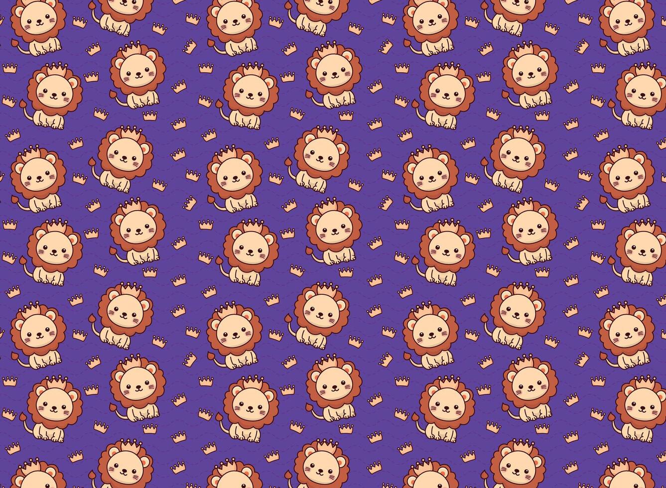Cute lion illustration pattern, vector, for fabrics, children's background vector