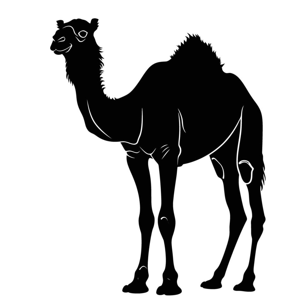 AI generated Silhouette camel full body black color only vector