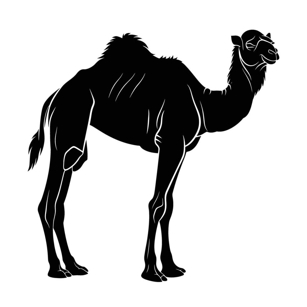 AI generated Silhouette camel full body black color only vector