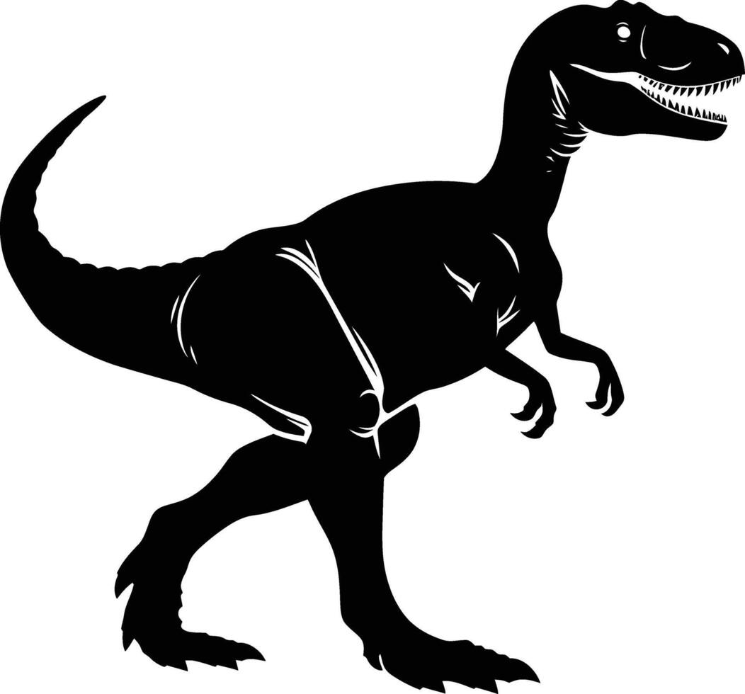 ai generado silueta dinosaurio negro color solamente vector