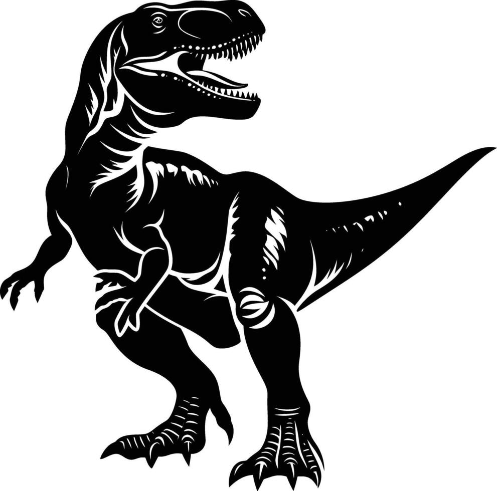 ai generado silueta dinosaurio negro color solamente vector