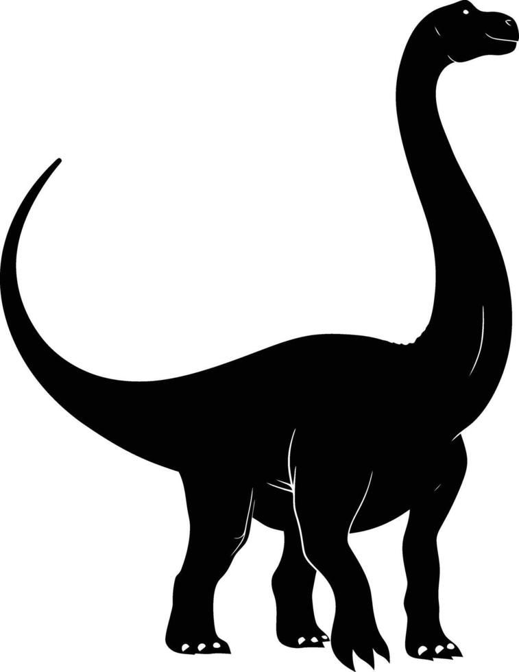 AI generated Silhouette Dinosaur black color only vector